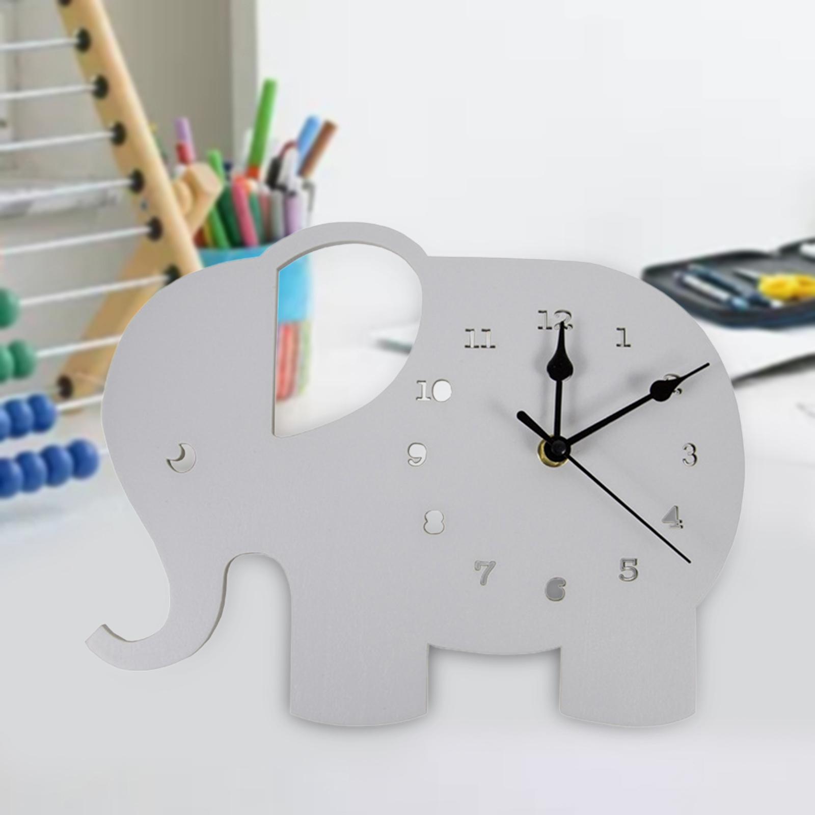 Unfinished Elephant Wall Clock Office Battery Operated Hanging Wooden Clocks
