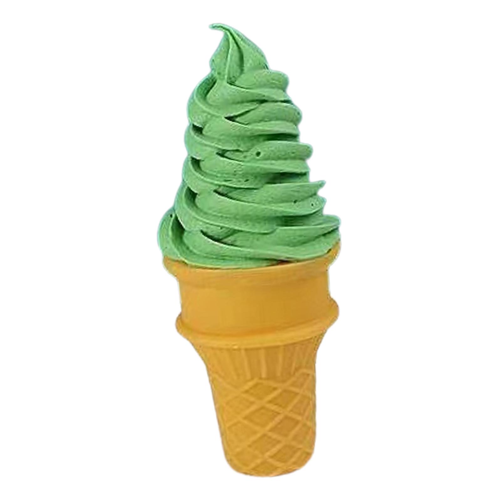 Fake Ice Cream Cone Food Model for Display Dessert Photo Props Desktop Decor Green