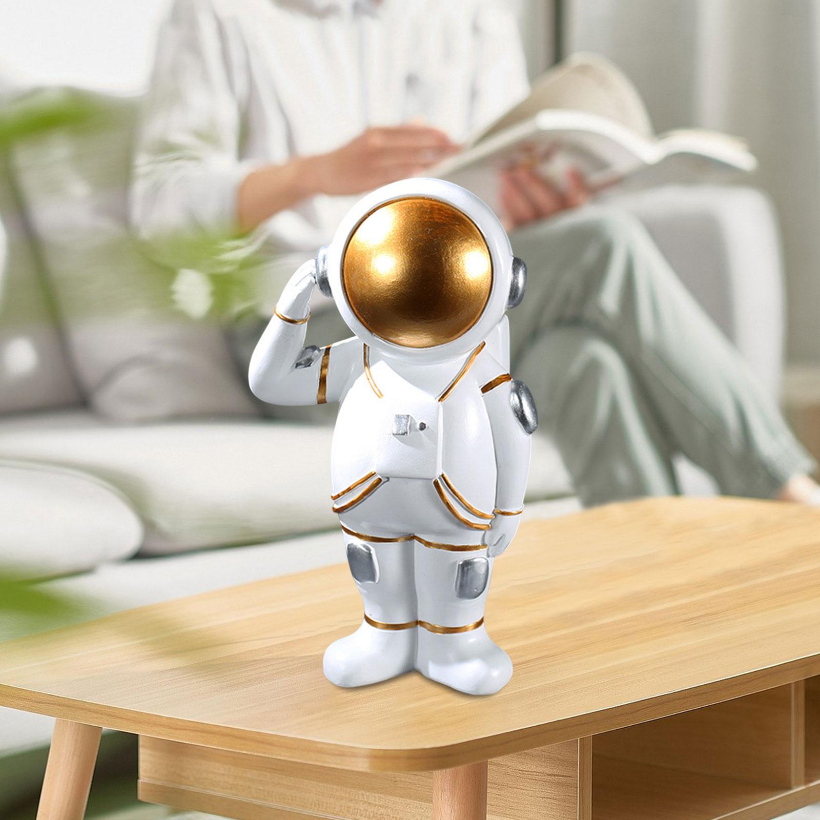Spaceman Figurine Sculpture Astronaut Statue for Bookshelf Tabletop Bookcase 21.5cmx12cmx8.2cm