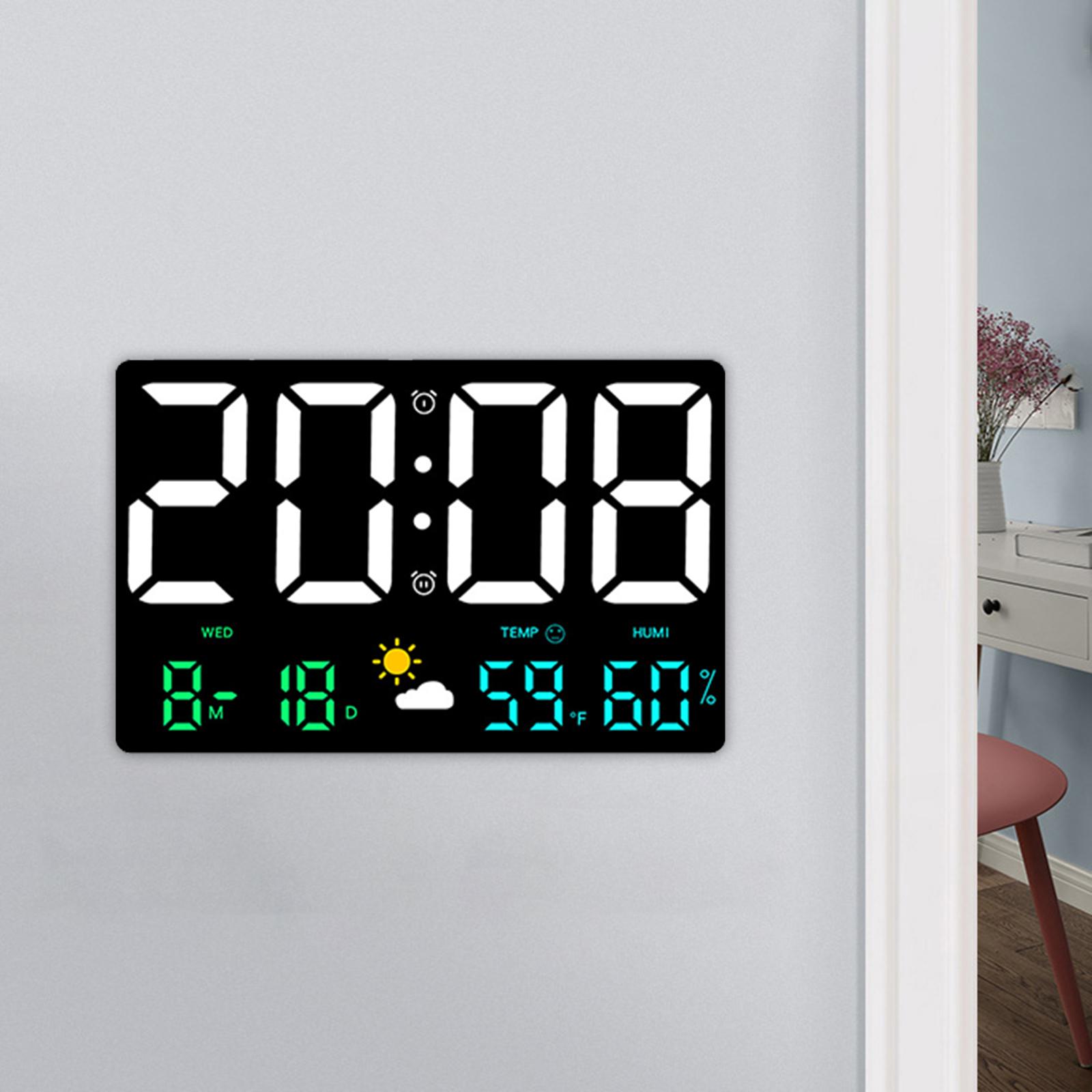 Digital Alarm Clock with Day and Date Calendar Clock for Studio Beside Hotel Colorful LED