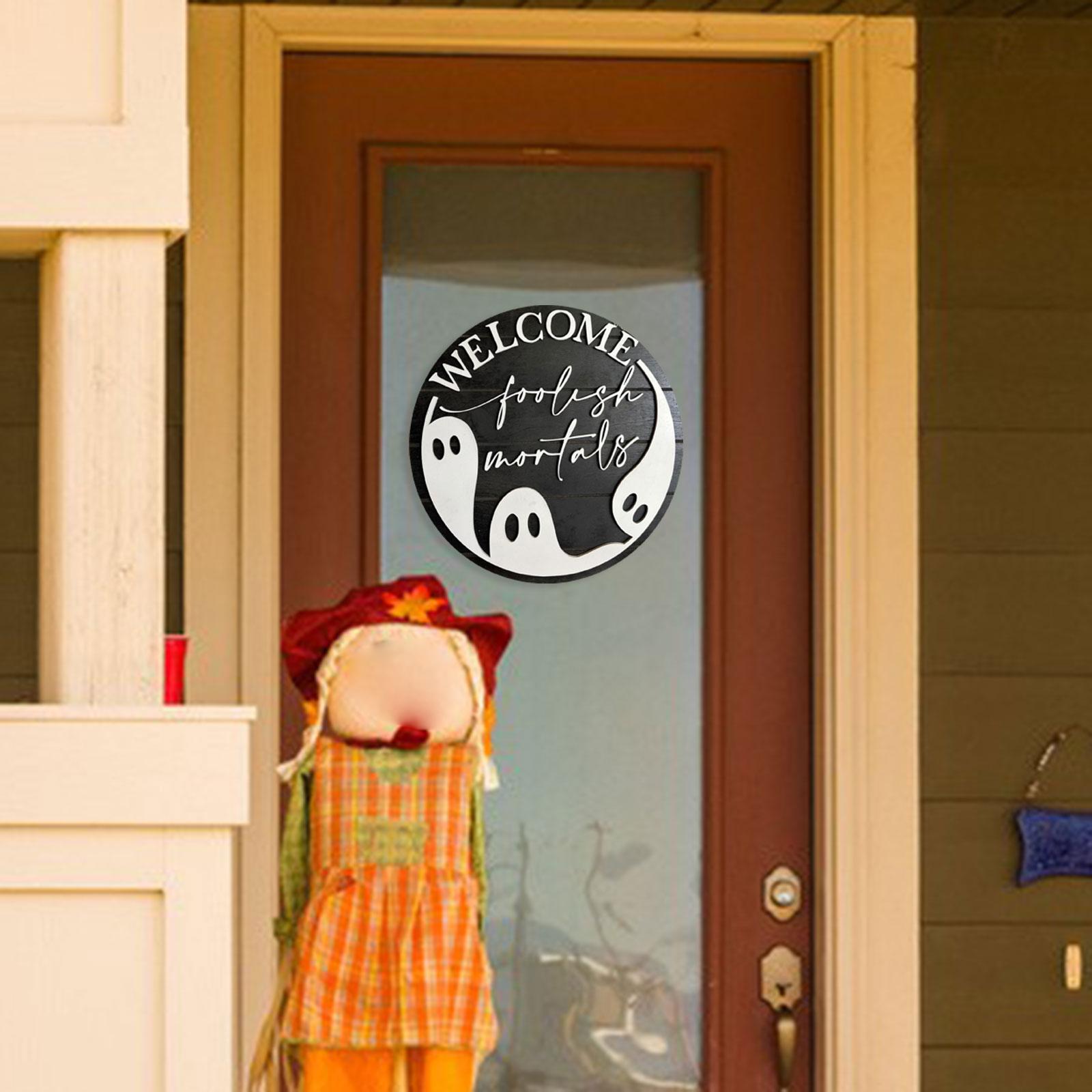 Halloween Welcome Sign Door Hanger Sign for Window Indoor Outdoor Porch