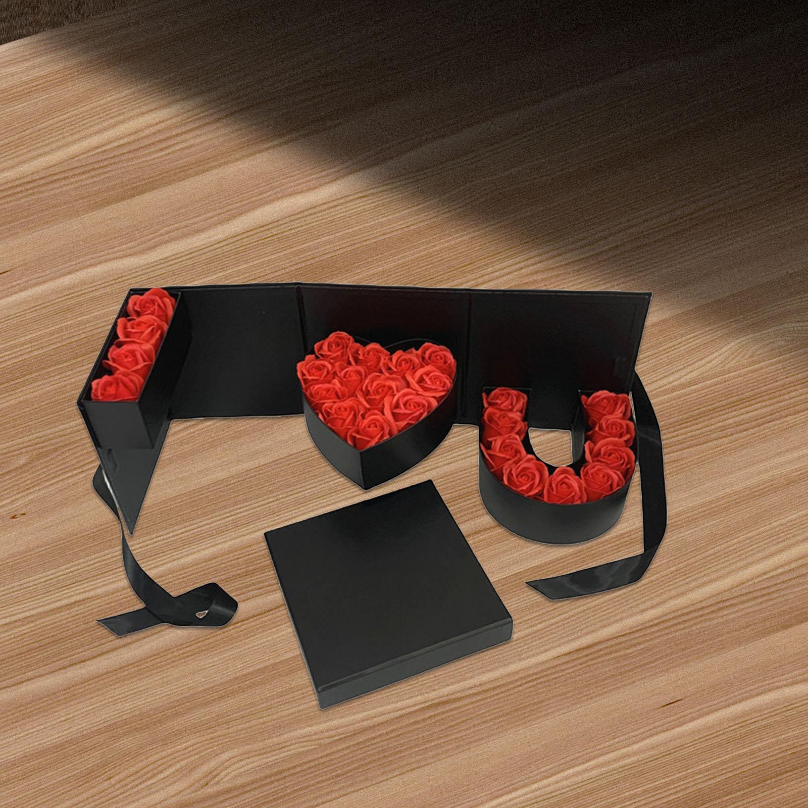 Empty Flower Gift Box Gift Packaging for Celebrations Anniversary Valentines Black