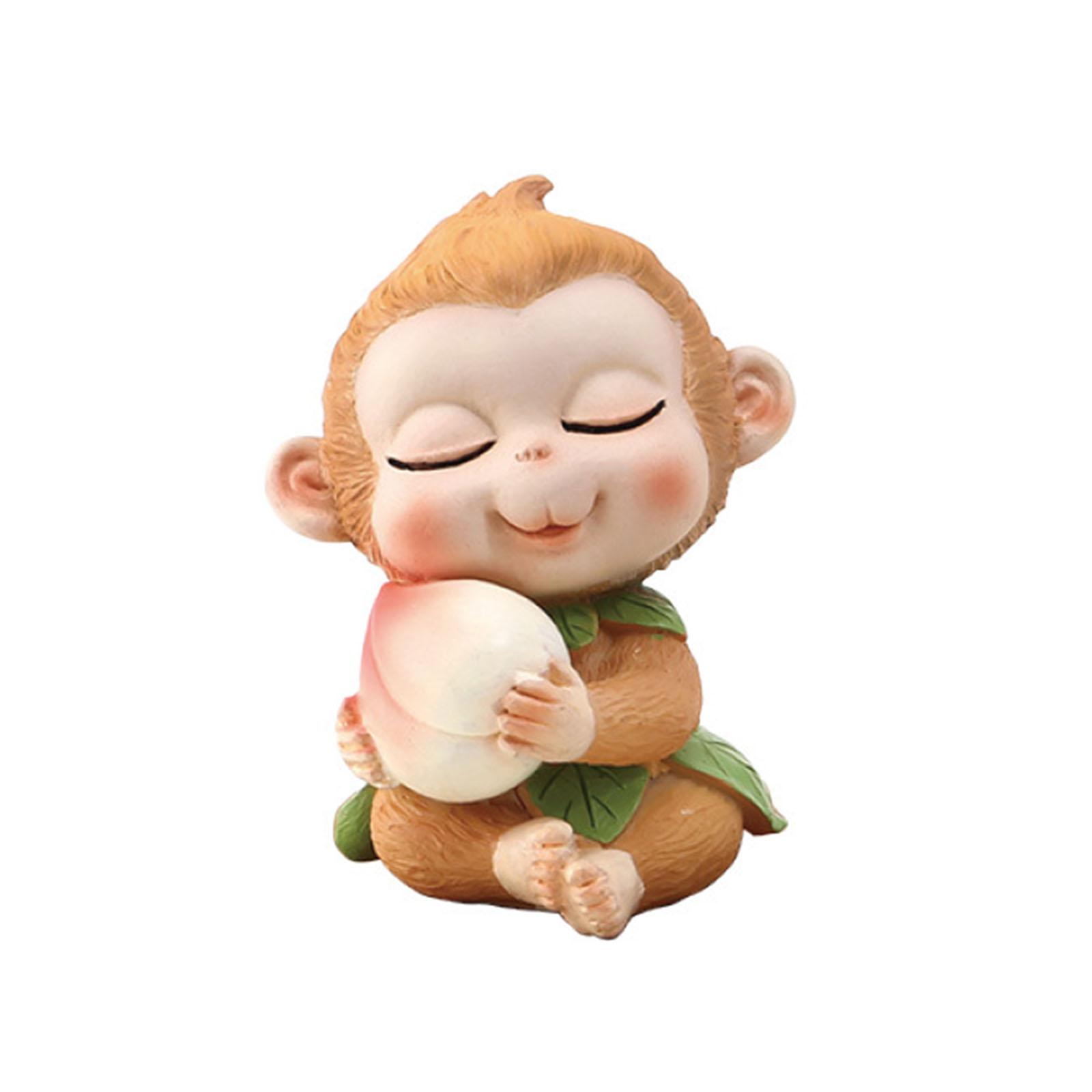 5Pcs Monkey Statues Monkey King Sculptures Balcony Miniature Resin Figurines