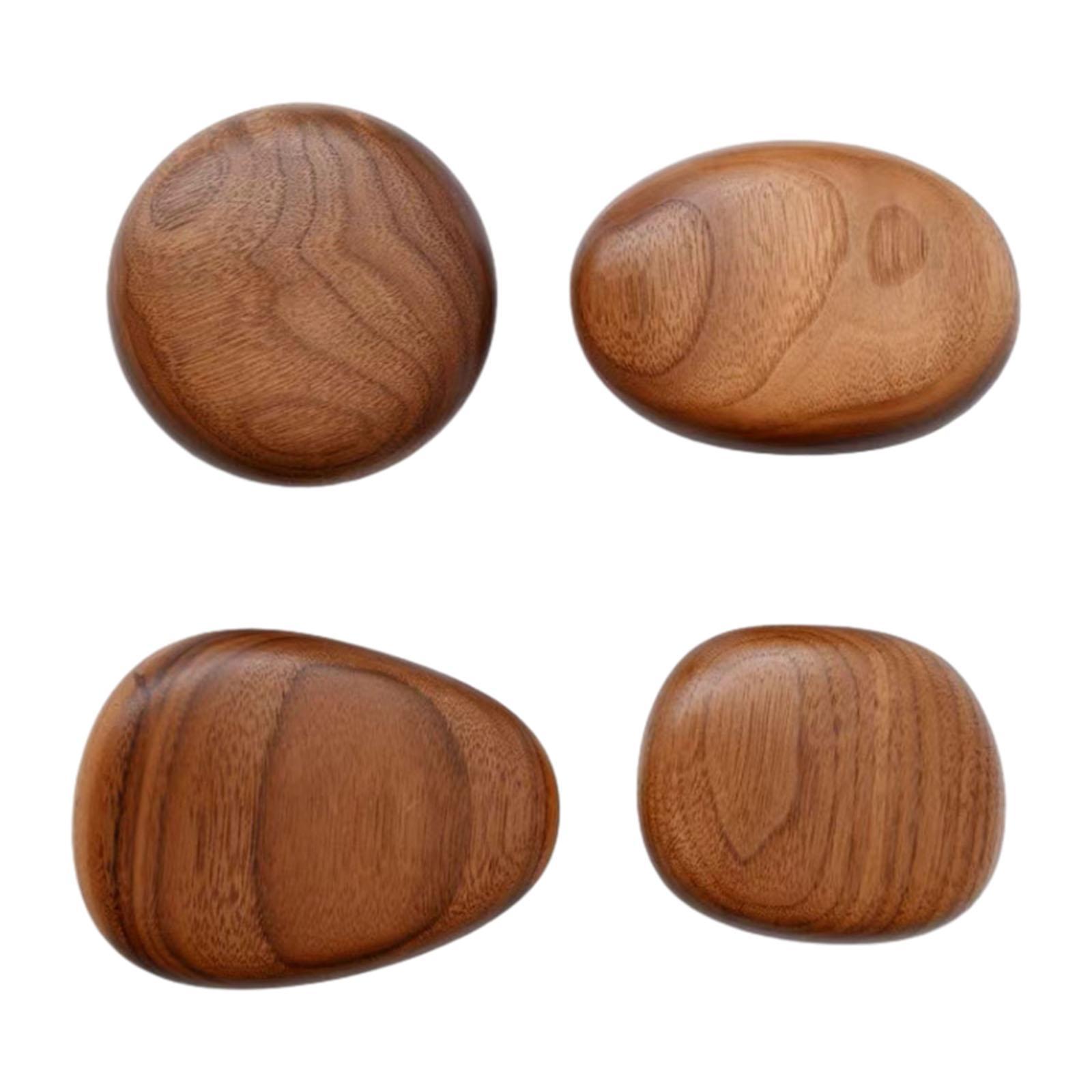 4Pcs Wall Mounted Wood Hooks Modern Art Wooden Coat Hooks for Hat Scarf Home
