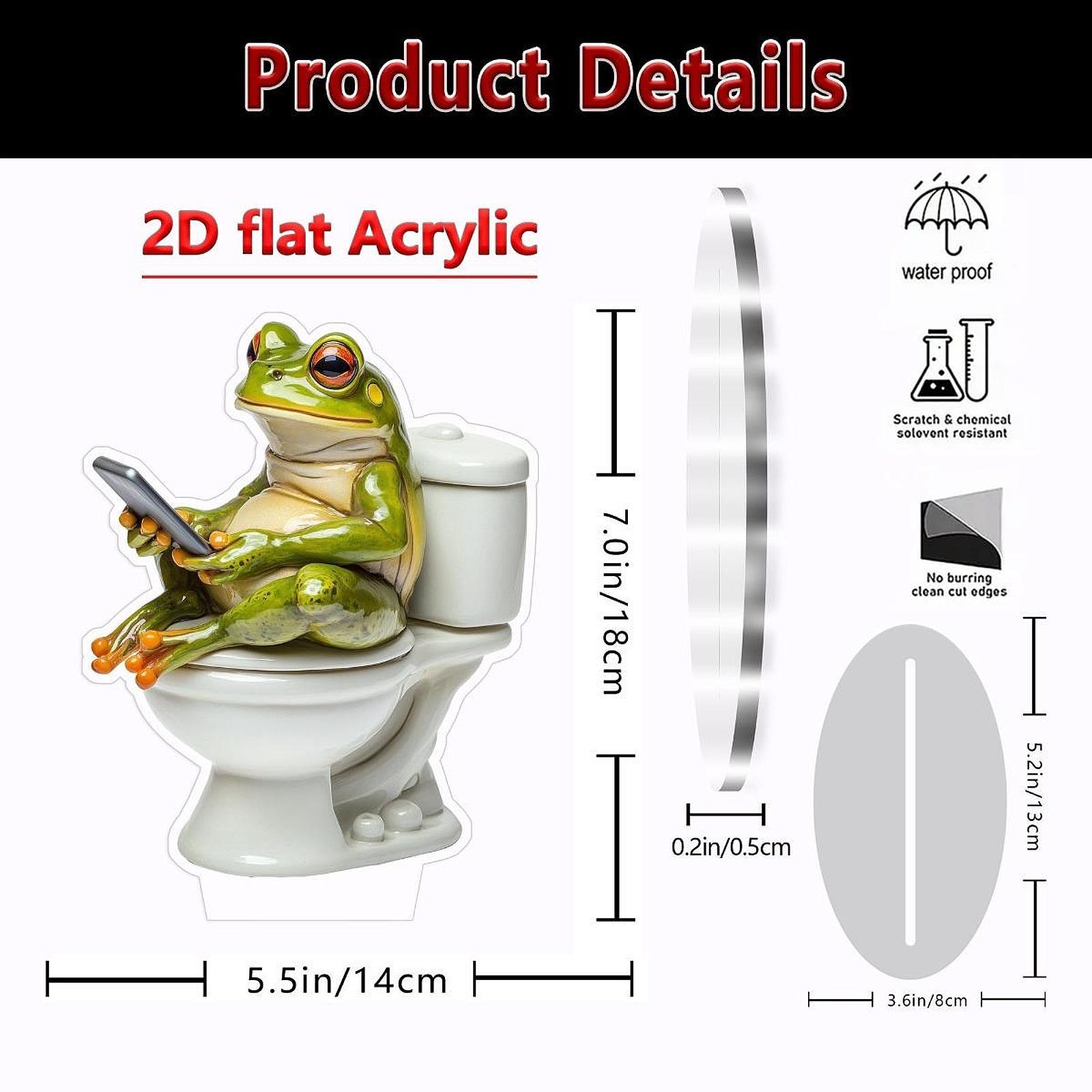 Frog Statue Figurine Table Ornament Gift Tabletop Crafts Animal Acrylic Sign