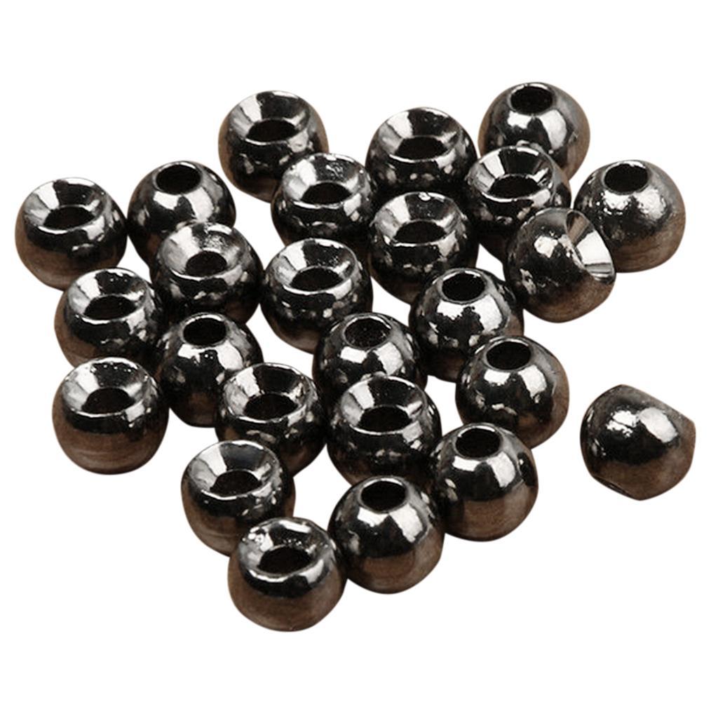 25pcs Tungsten Slotted Fly Tying Beads Nymph Head Ball Beads 4mm Black