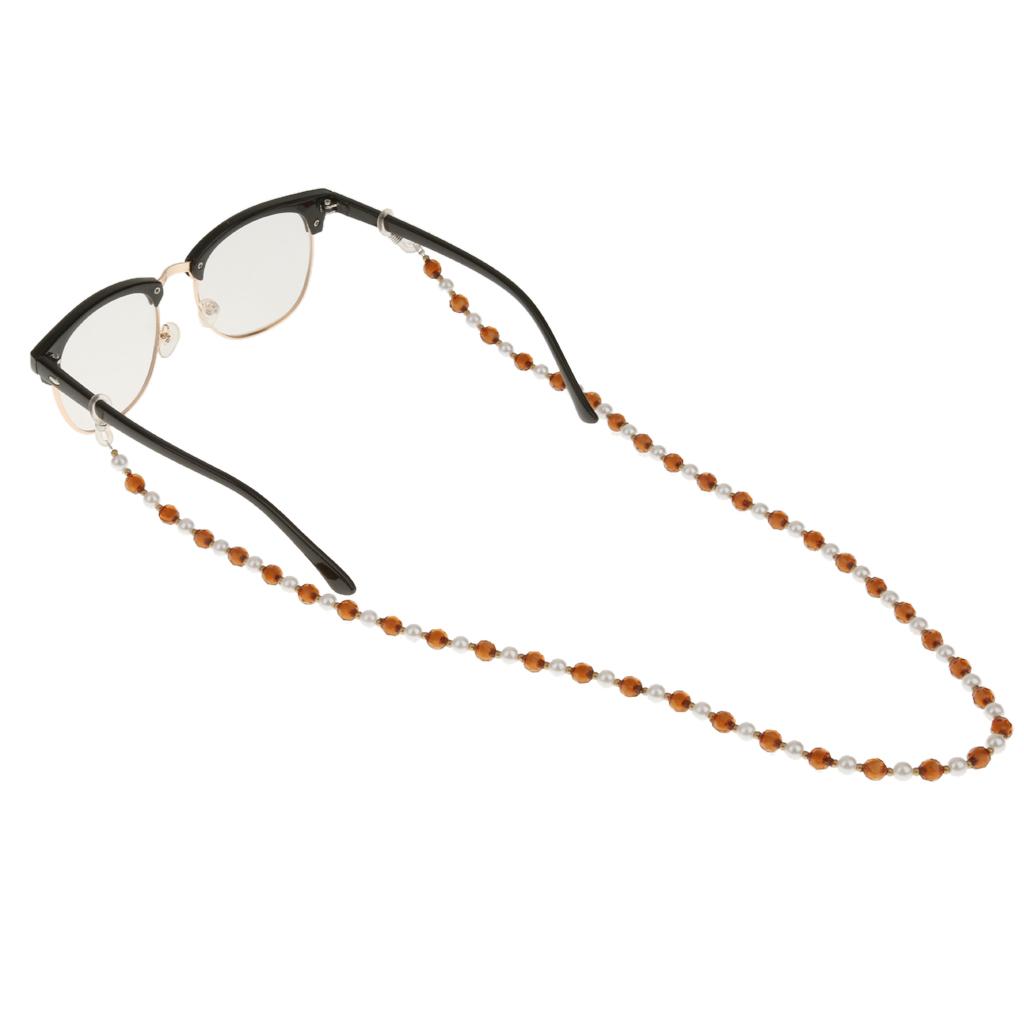 Reading Eyeglasses Sunglasses Spectacles Beads Chain Holder Lanyard Brown