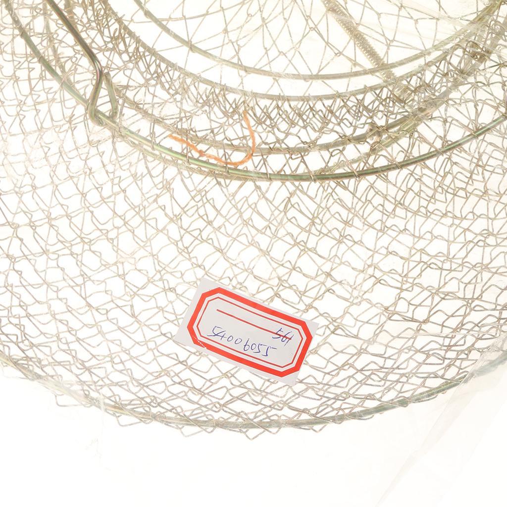 Collapsible Steel Wire Fish Basket Shrimp Crab Cage 38cm - Gold 