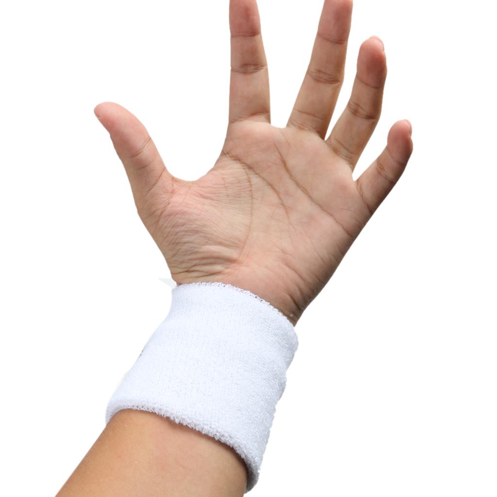 Sports Gym Yoga Running Cycling Unisex Cotton Sweatband Wristband White