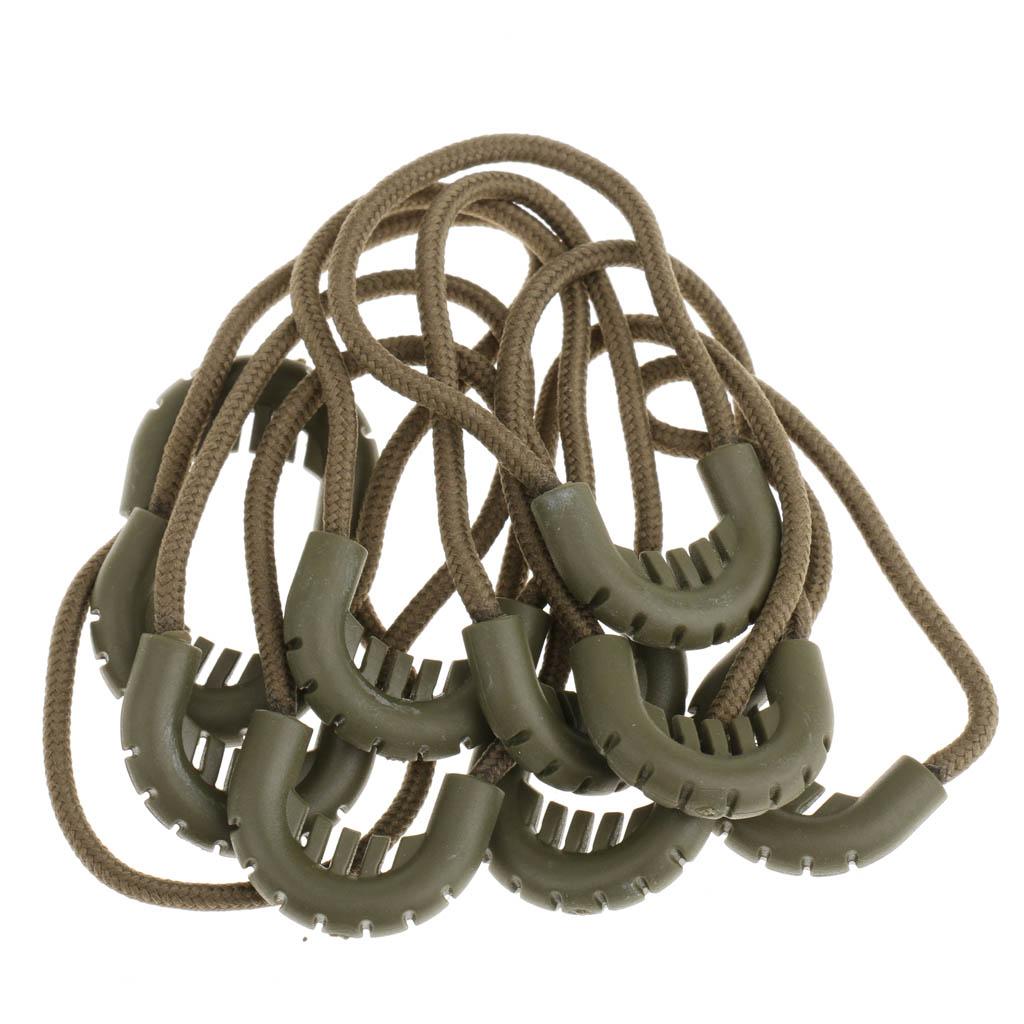 10x Zipper Pulls Cord Rope Ends Lock Zip Slider For Clothing/Bags Army Green