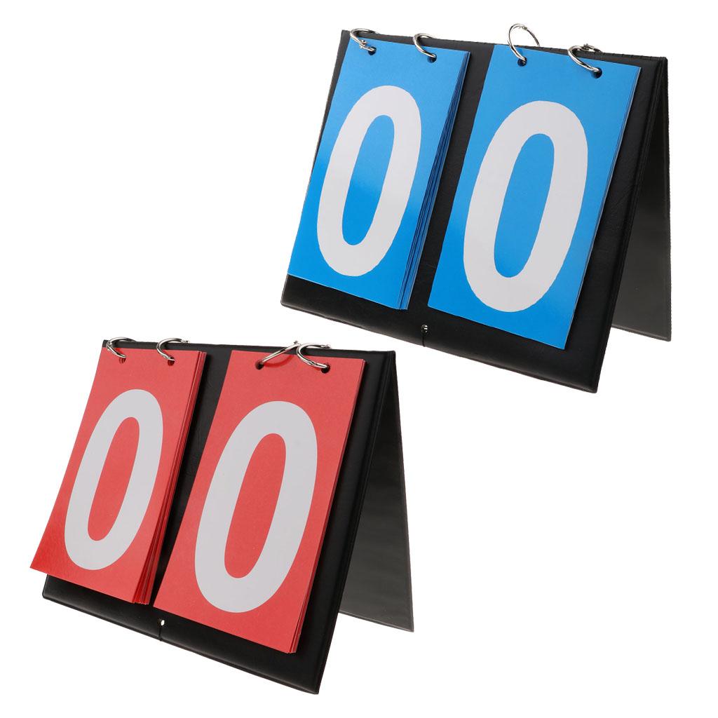2-Digital Portable Table Top Scoreboard Flipper for Basketball Football Blue