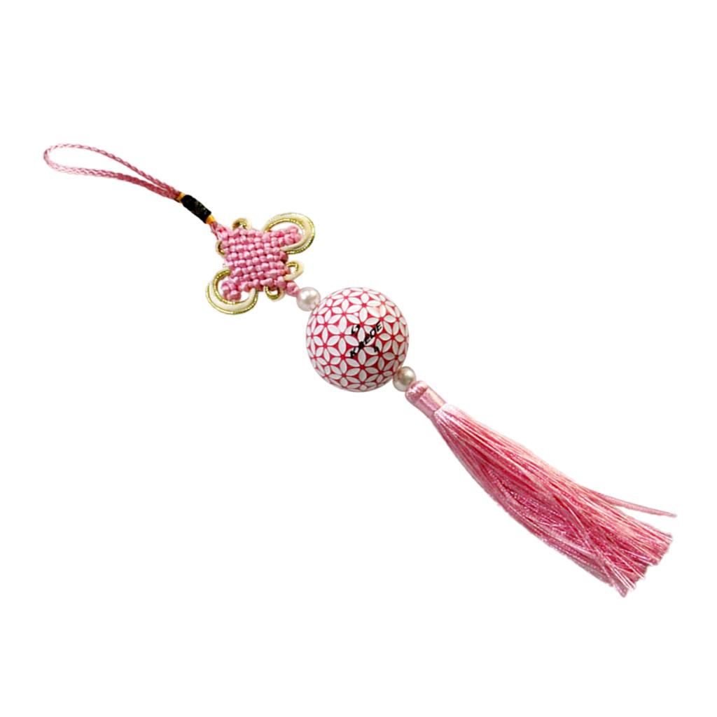 Chinese Knot Tassel with Golf Ball Home Car Office Hanging Decoration Pink