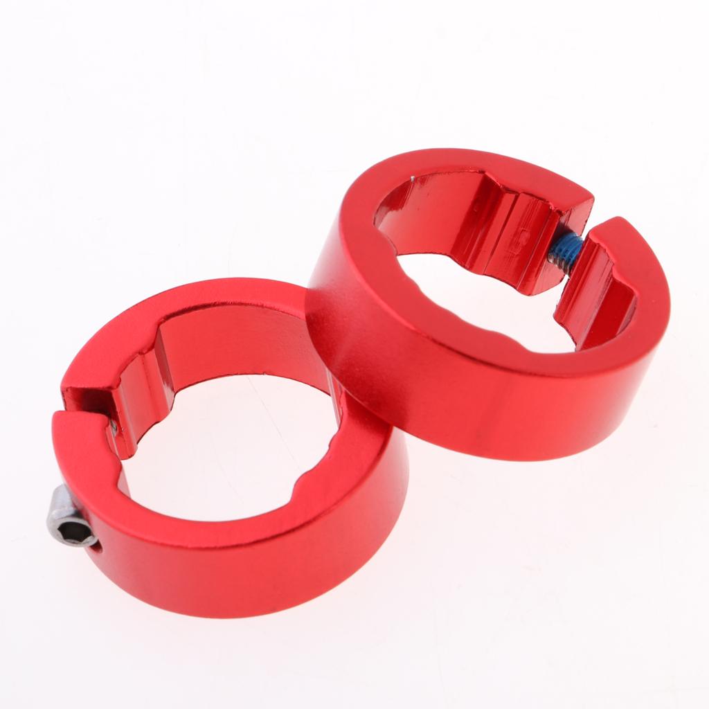 2x2pcs  Alloy Bike Handlebar Grip Lock Ring End Locking Ring Red 12mm