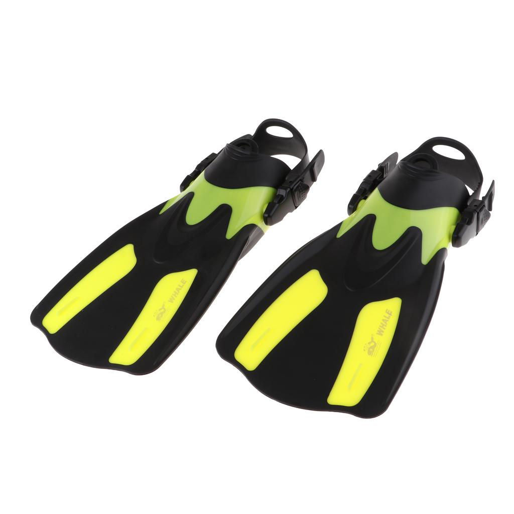 Adjustable Adults Flippers Swimming Snorkeling Diving Open-heel Fins Yellow