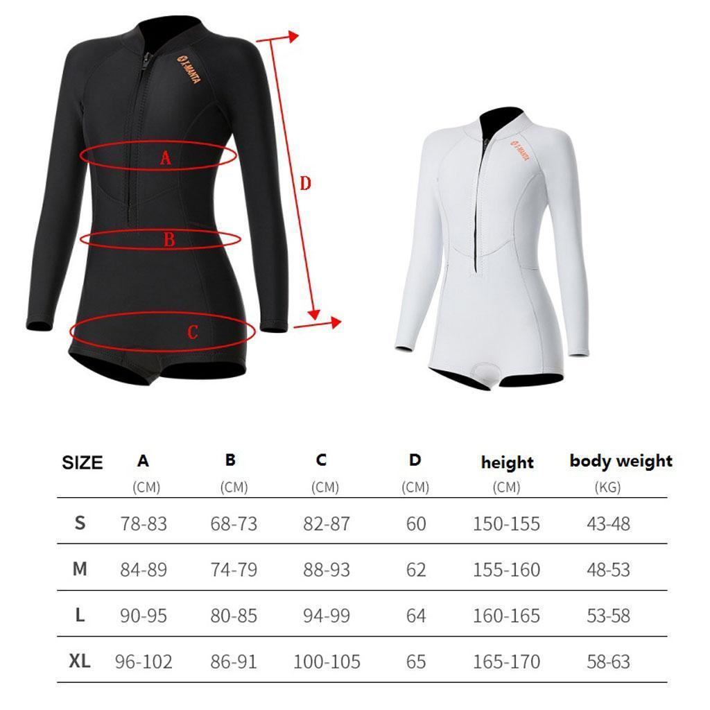 Female Diving Warm Suit One Piece Long Sleeve Front Zipper Swimming Wetsuit Ebay