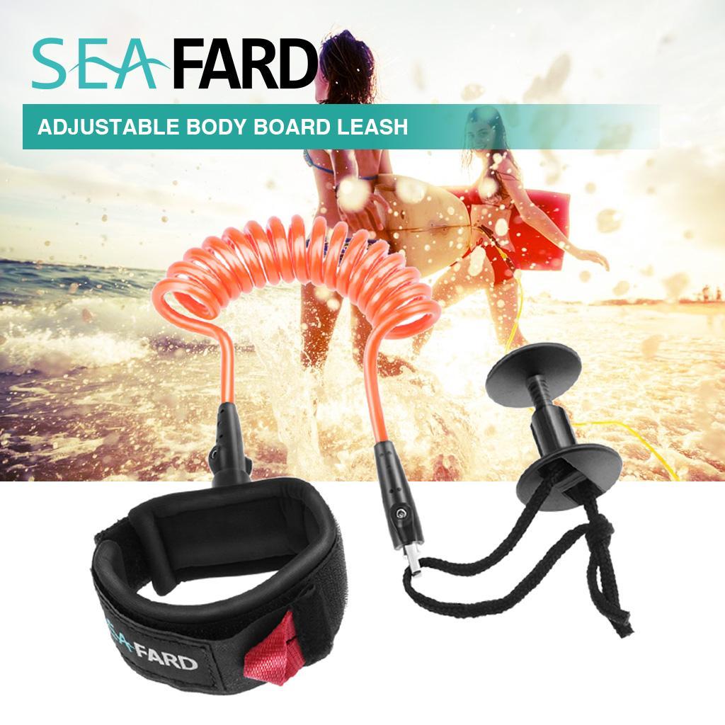 5ft Adjustable Deluxe  Surfboard Coil Bicep Wrist Leash with Plug 