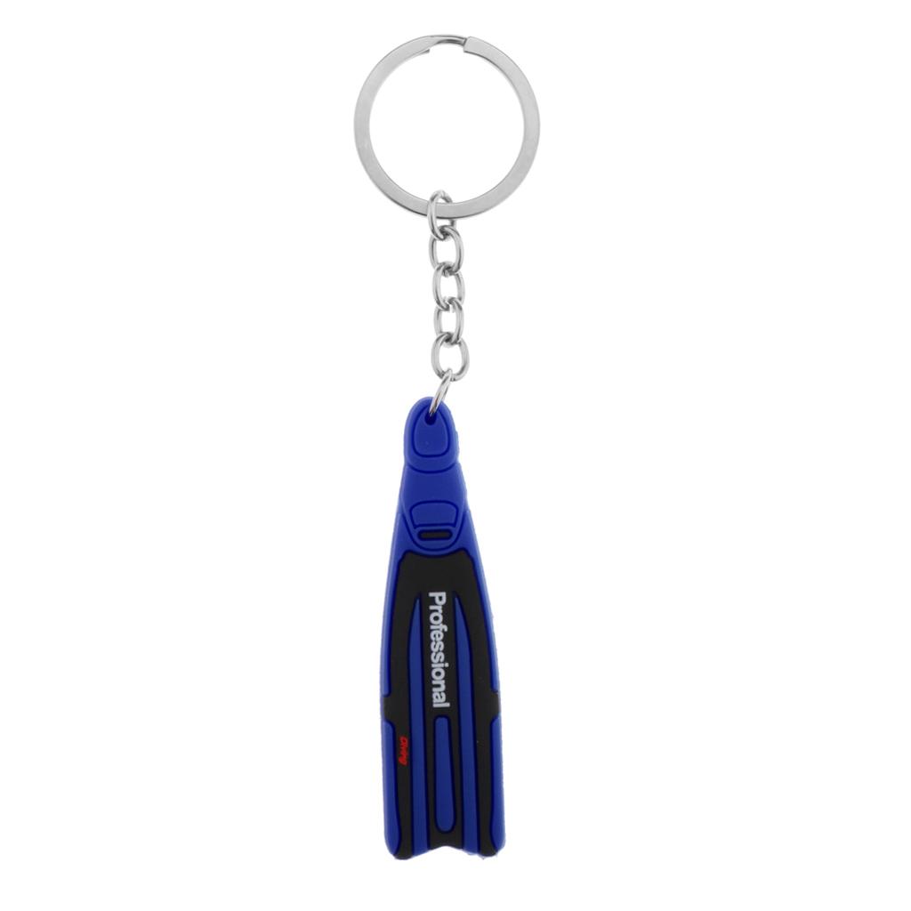 Novelty Mini Diving Fins Key Chain Holder Dive Flipper Keyring Blue