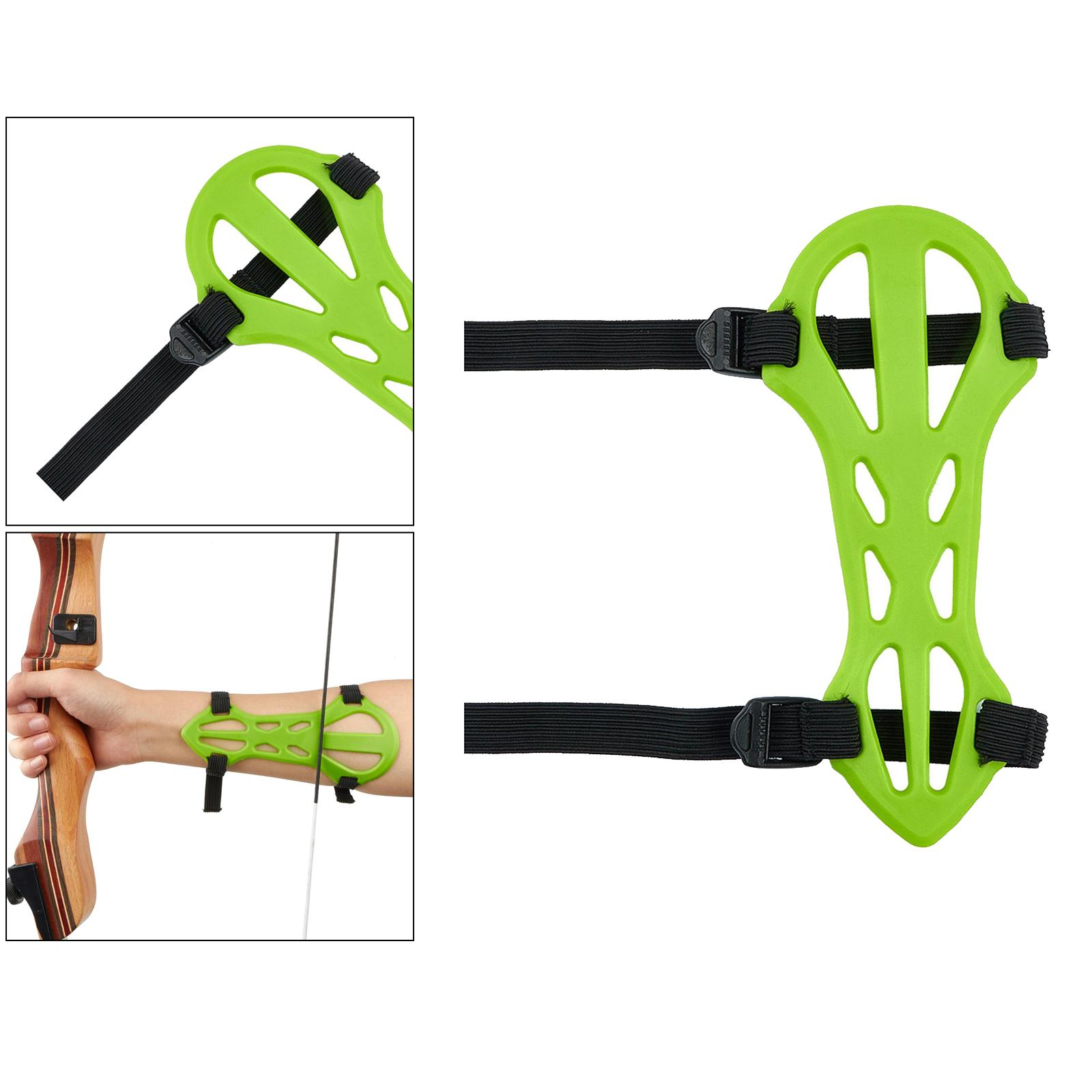 Archery Arm Guard 2 Adjustable Straps Hunting Forearm Protect Gear  Green