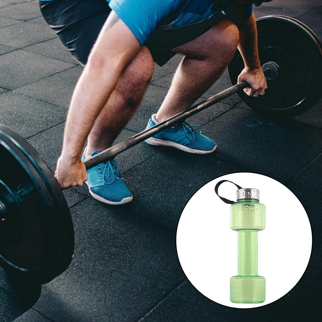 Dumbbell Water Bottle Sports Leakproof Exercise Water Filled Weights Green