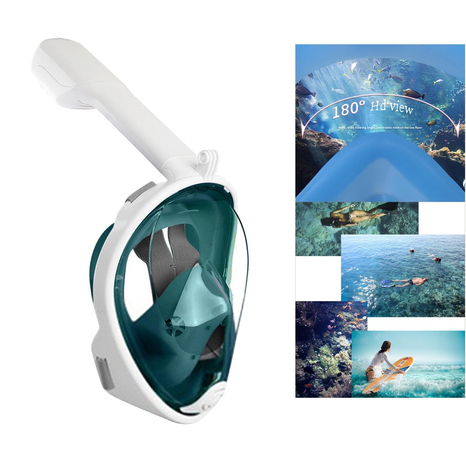 Snorkel Mask Full Face Snorkeling Diving Mask Goggles  Green White X XL