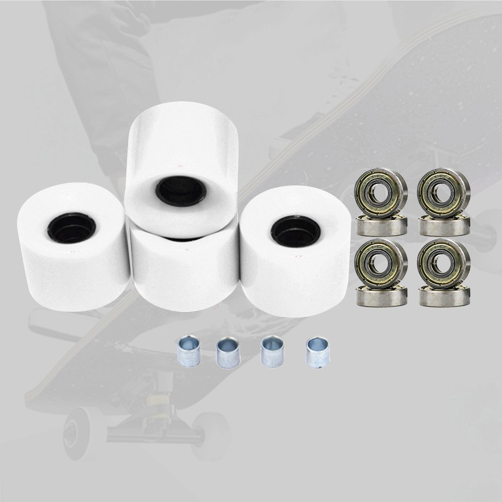 Skateboard Wheels with Bearings 60mm Wheels Set of 4 White Gold Cover