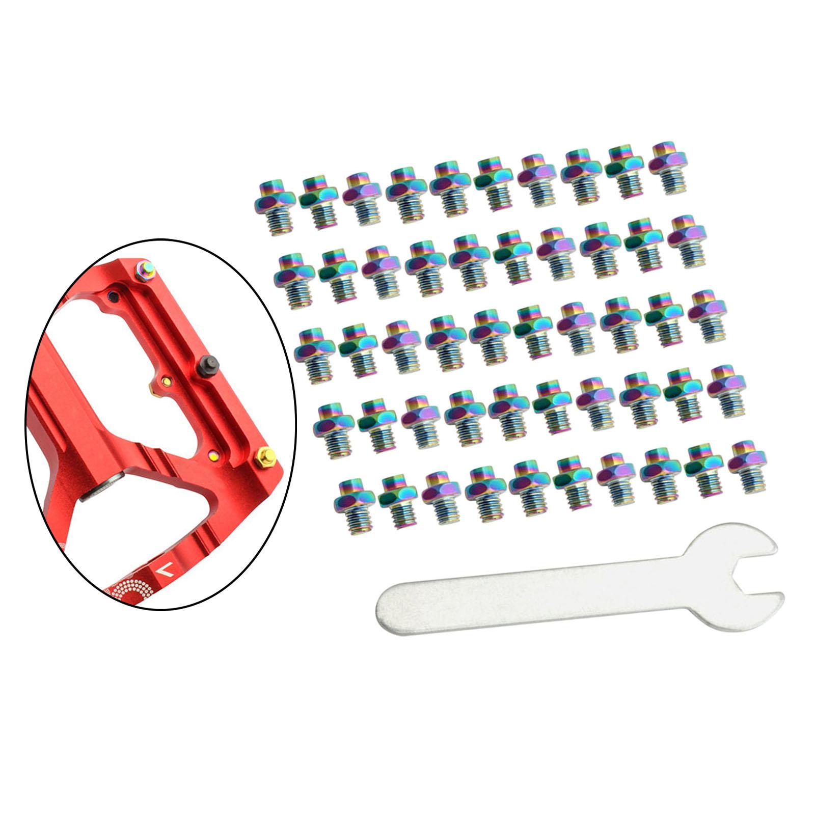 50 Pieces Stainless Steel Bike Pedal Screws Fixed Studs Anti-Slip Bolts Accs Colorful