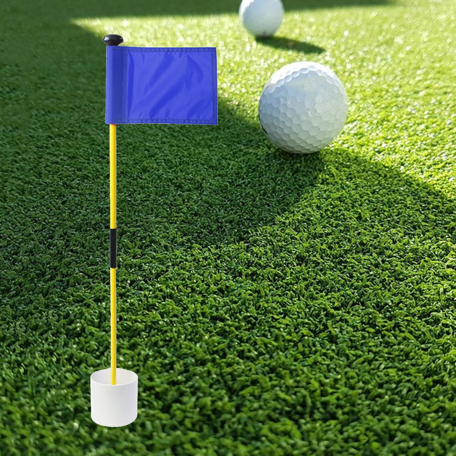 Backyard Practice Golf Hole Pole Flag Cup Stick Folding Putting Flagstick Blue