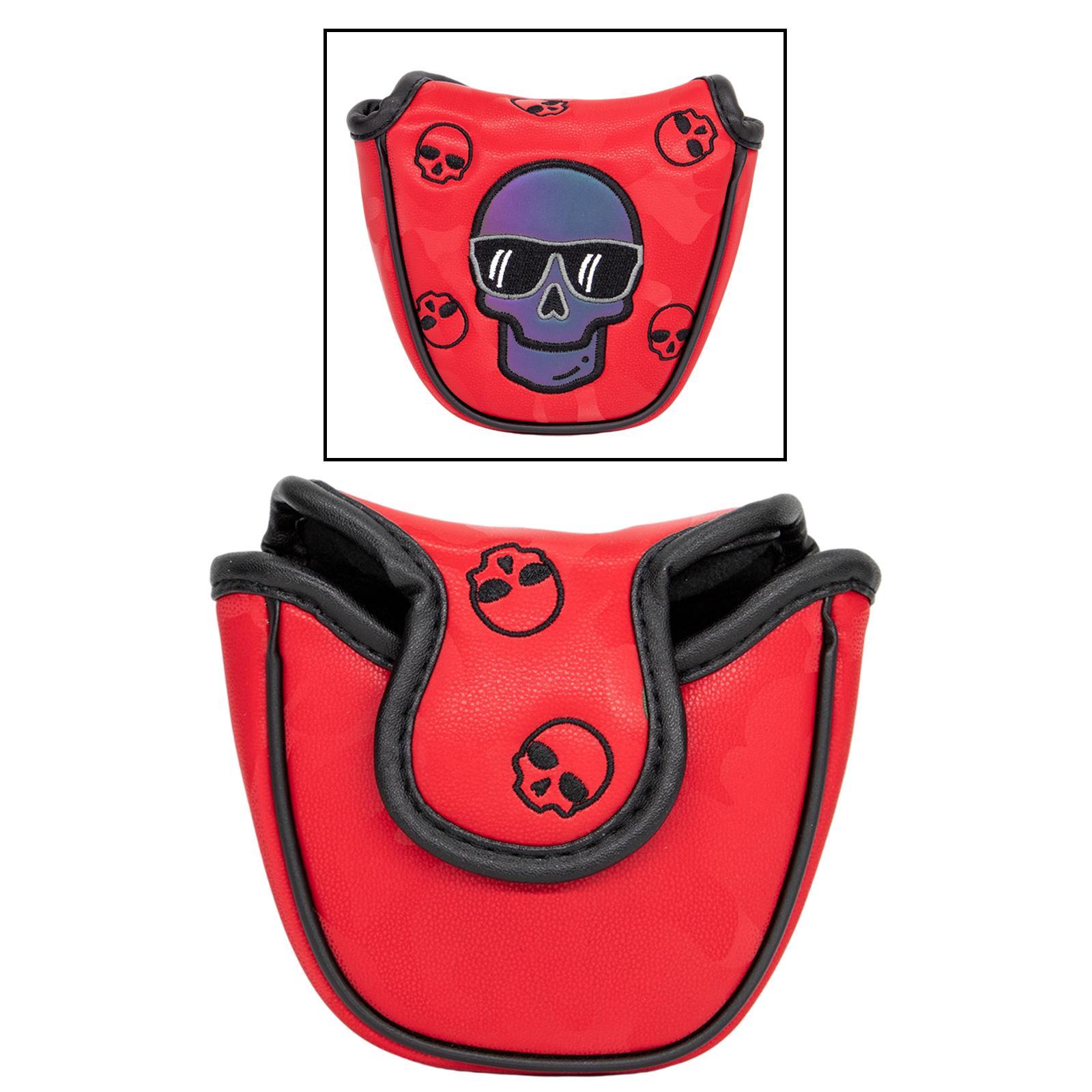 PU Golf Mallet Putter Cover Center Shaft Headcover Non-Slip Protection Red