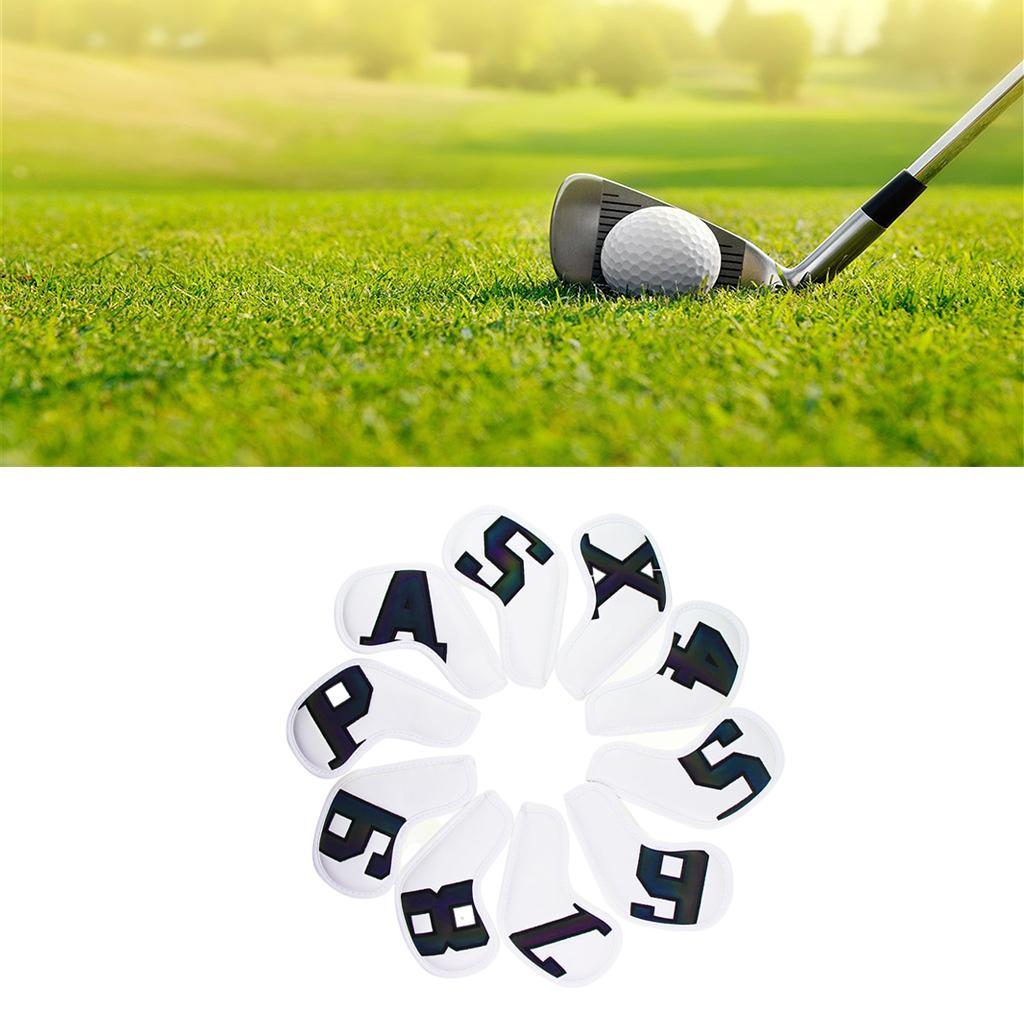 10Pcs Golf Iron Club Head Covers Waterproof Headcovers White Dazzling Laser