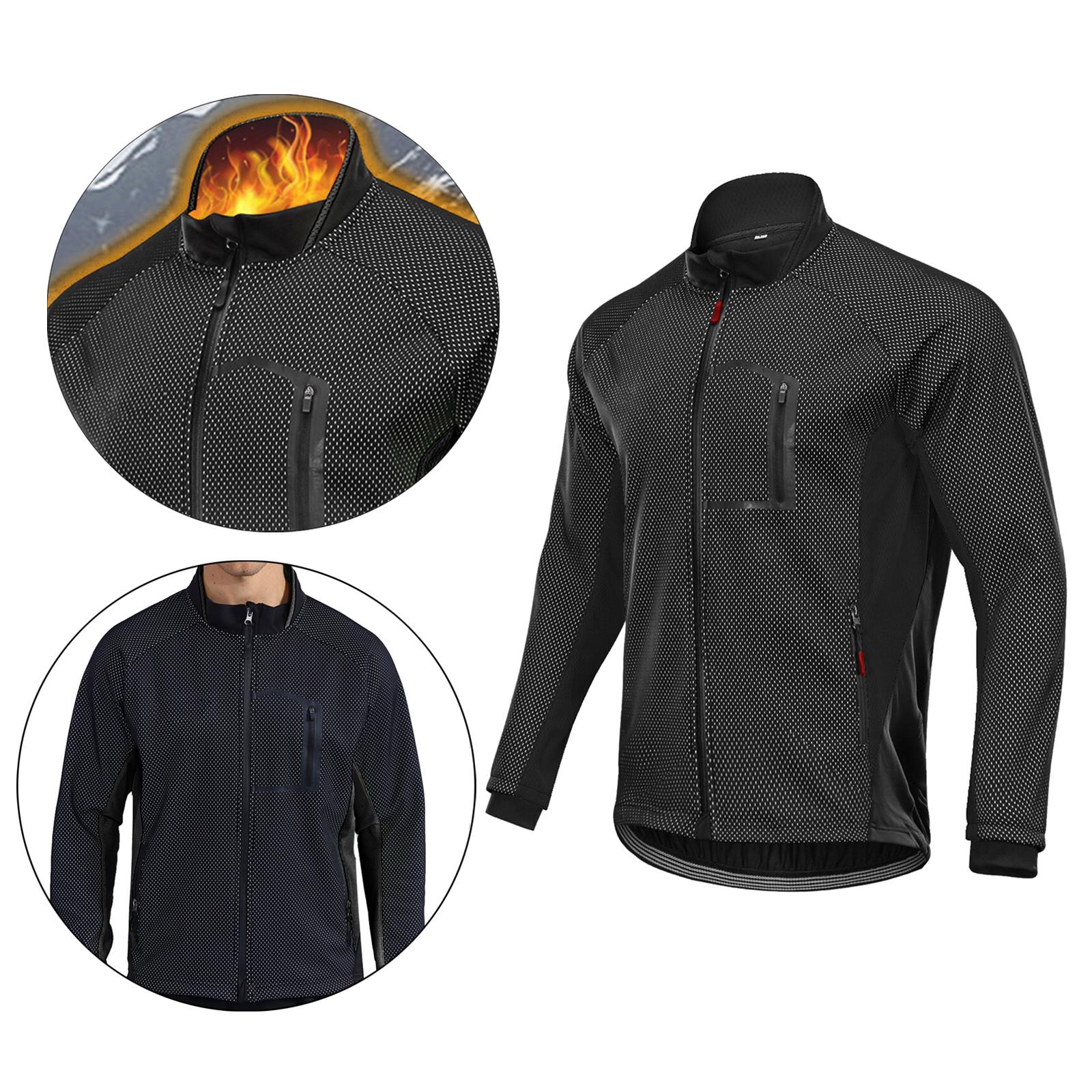 Mens Cycling Jacket Waterproof Reflective Bicycle Softshell Fleece Lining S