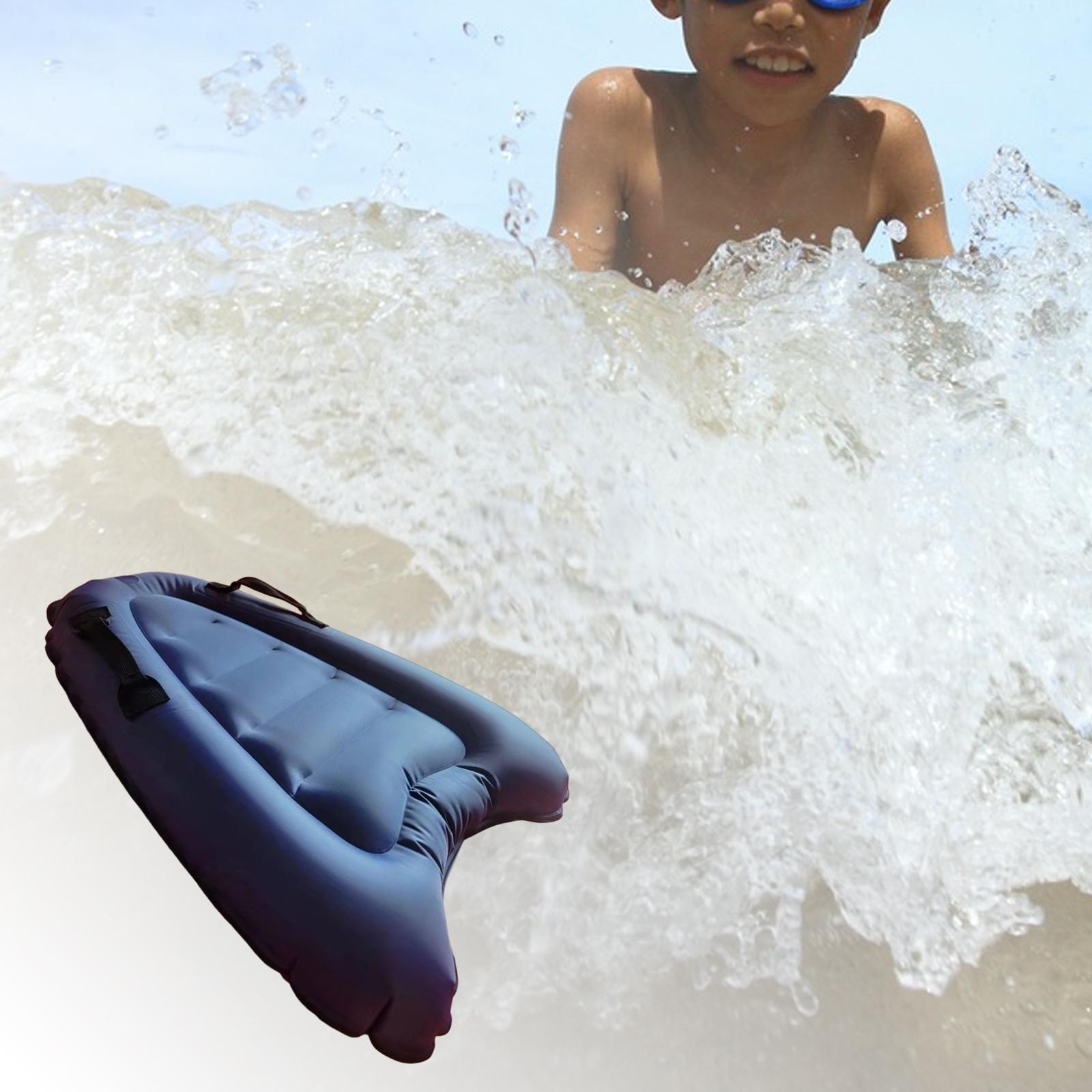 Inflatable Surfing Body Board with Handle Floating Mat Lightweight Summer Navy