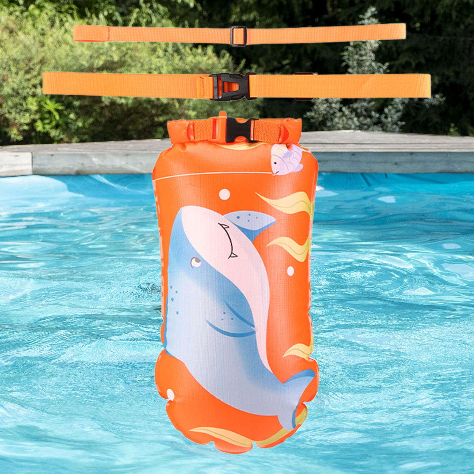 Safety Swim Buoy Waterproof Bag Storage Bag for Water Sports Rafting Boating Orange 45cmx28cm