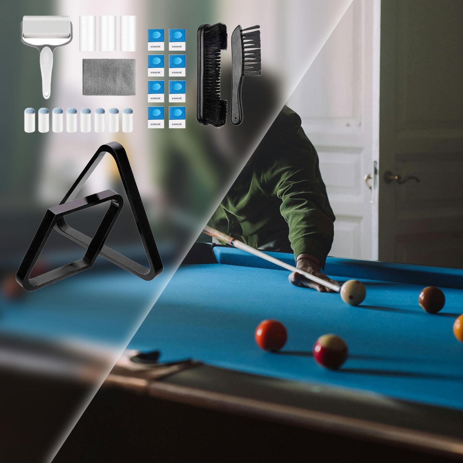 Billiard Ball Rack Holder Positioning Frame Wooden Chalks Pool Table Brushes Black