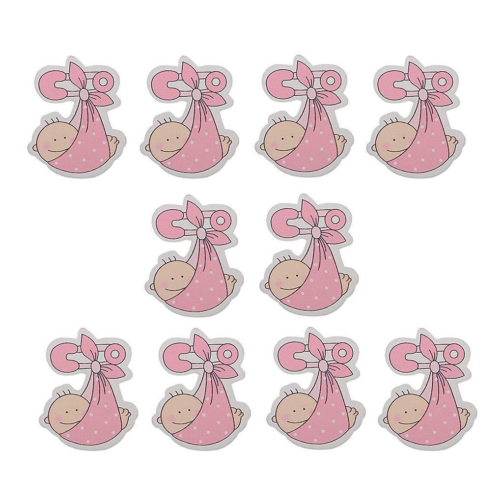 10pcs Wooden Pink Infant Carriage Embellishments Card Making Baby Shower