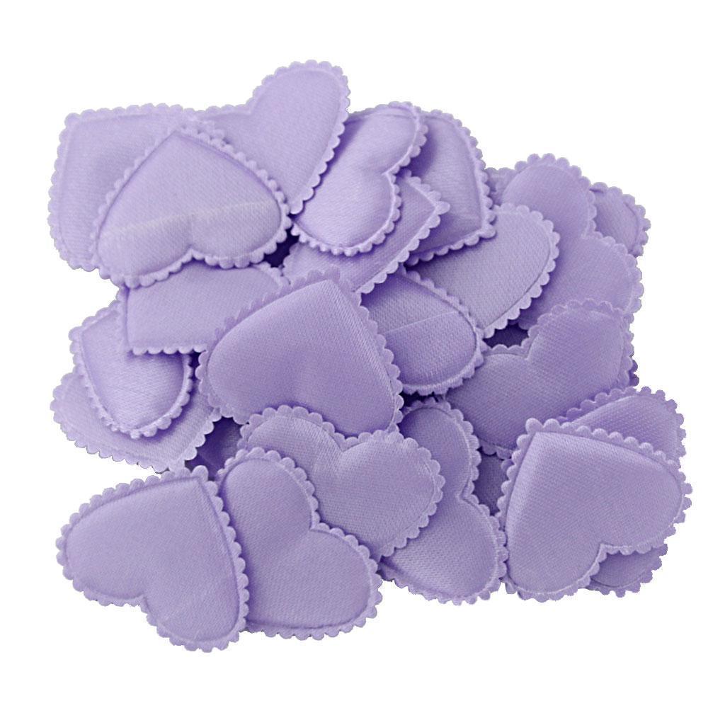 100Pcs Heart Shape Fabric Flower Petals Wedding Decor Purple