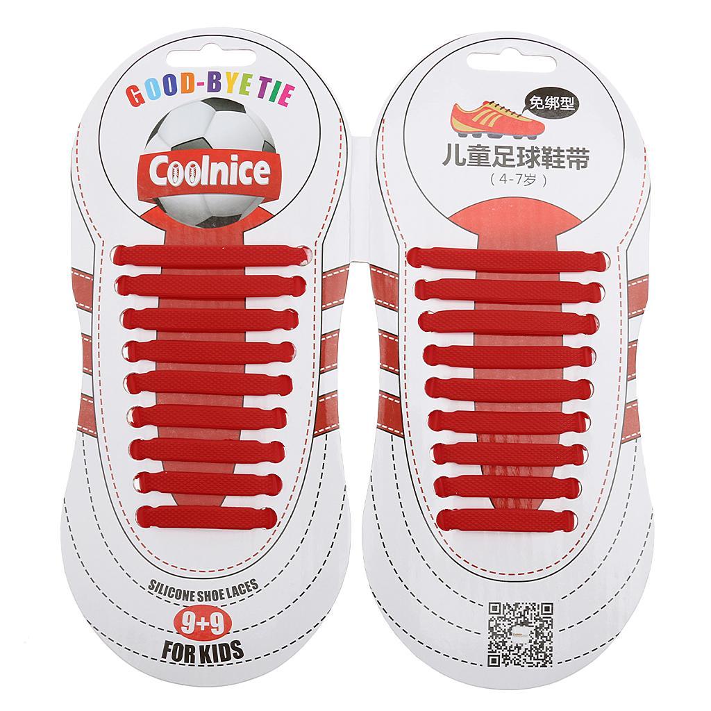 Pair No Tie Elastic Silicone Kids Shoelaces Football Shoes Red