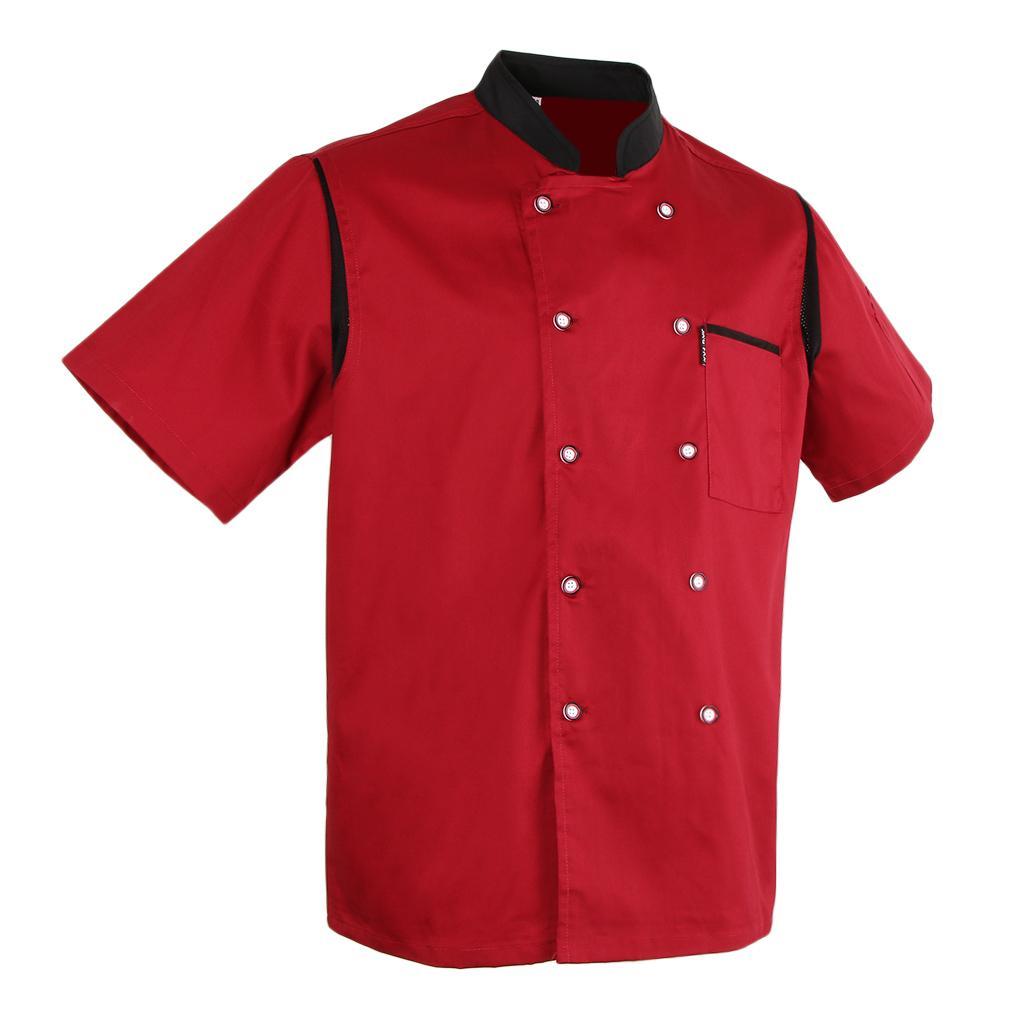 Unisex Chef Jacket Air Mesh Short Sleeve Hotel Kitchen Chefwear Coat