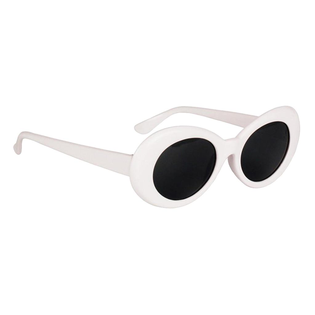 Retro Clout Goggles Glasses Oval Bold Mod Thick Framed Sunglasses  White