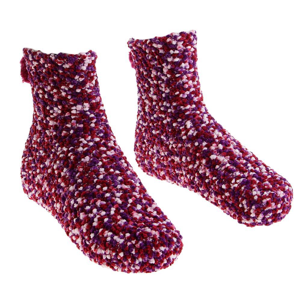 Women Girls Fluffy Soft Ankle Socks Home Bed Floor Socks Cupcake Gifts DIY Purple