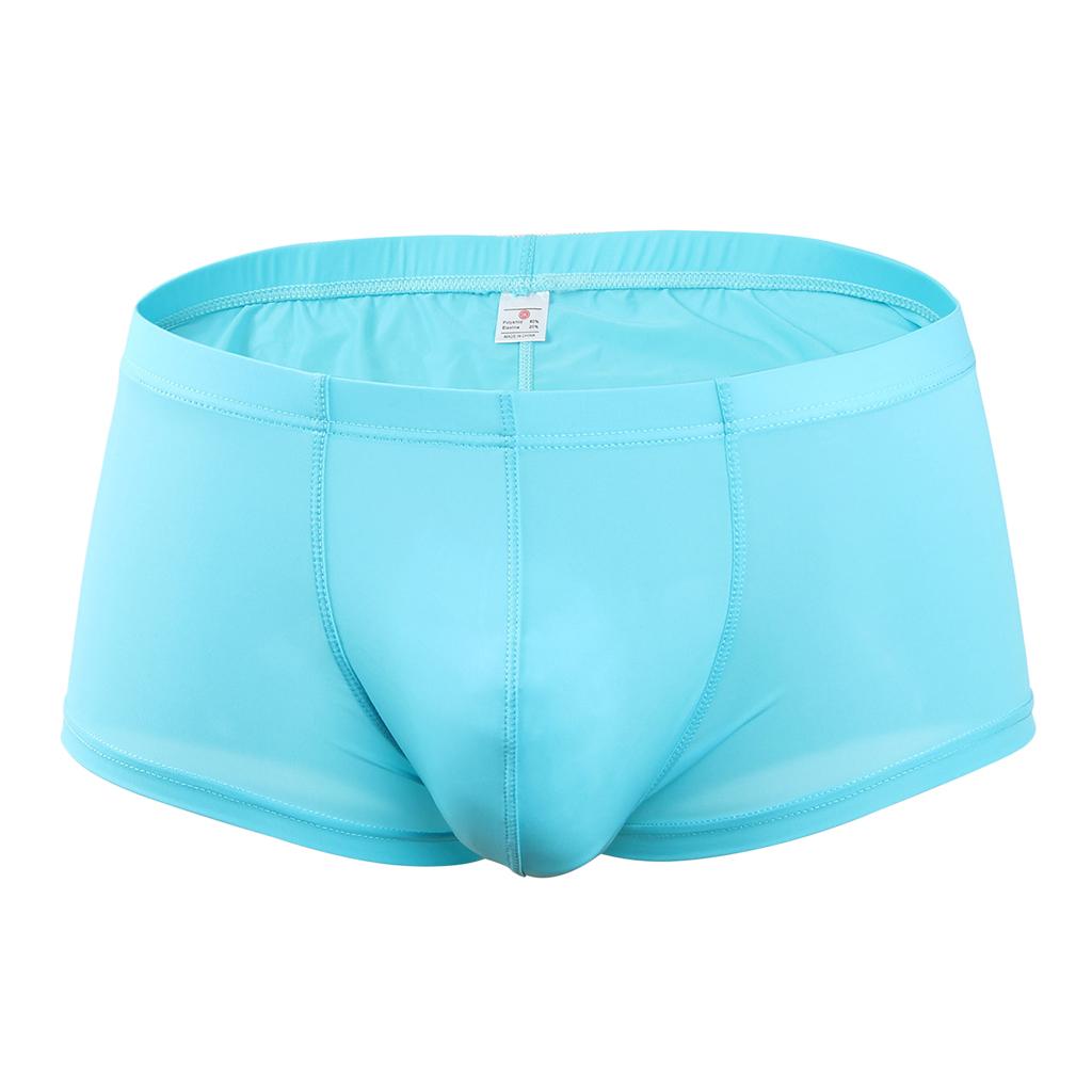Mens Underwear Shorts Solid Boxer Briefs Underpants Sexy Lingerie XXL Blue
