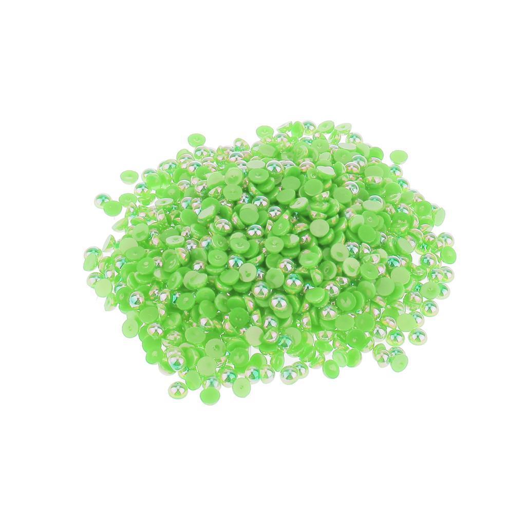 1000x Half Round Flat Back Pearls Scrapbook Embellishments 5mm Green
