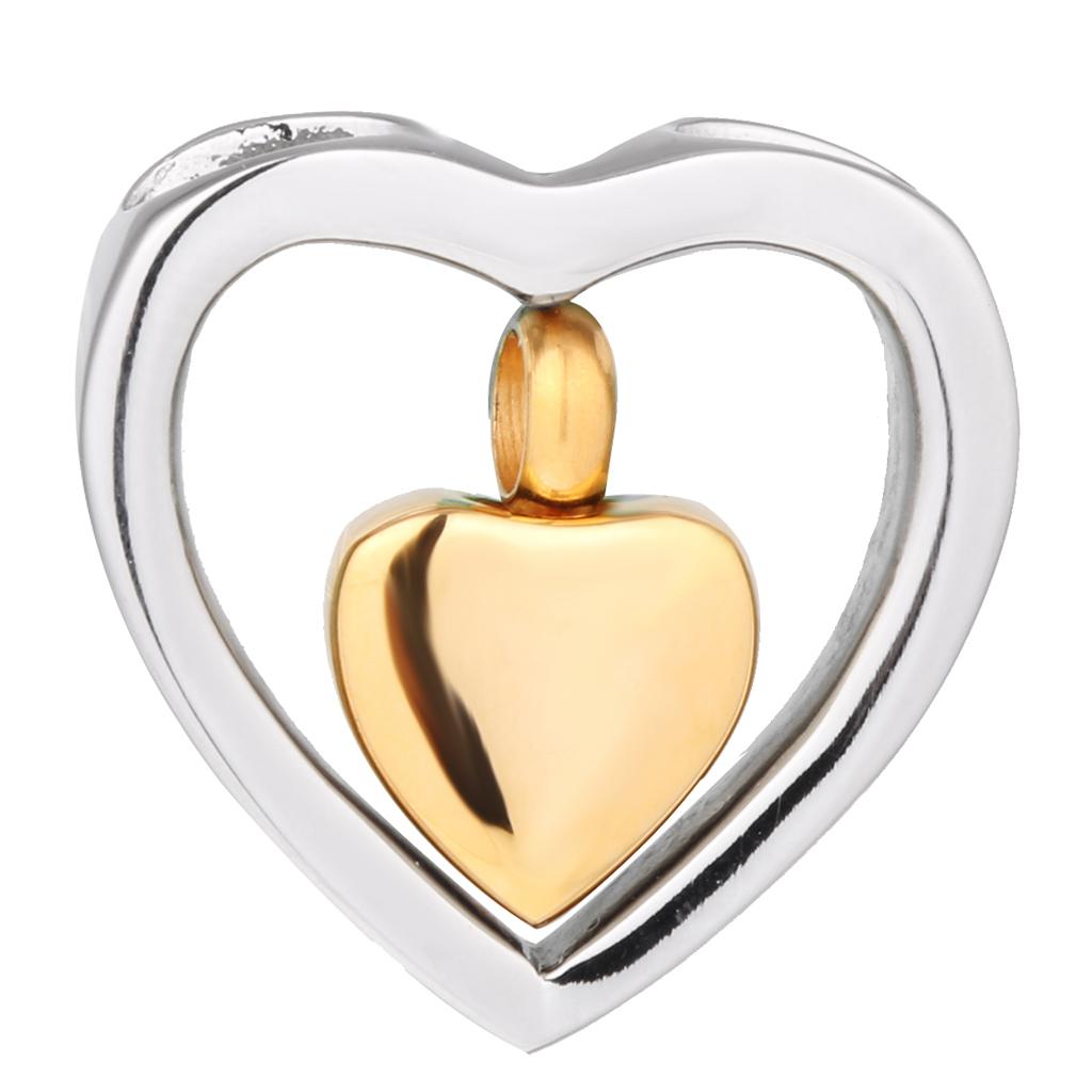 Love Heart Cremation Pendant Urn Necklace keepsake Pet Ash Holder Gold