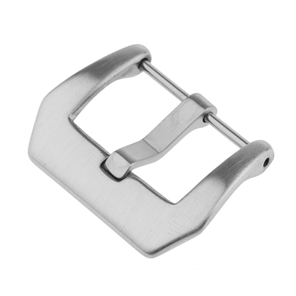 Silver Brushed Finish Stainless Steel Watch Bands Buckle Screw In Clasp ...