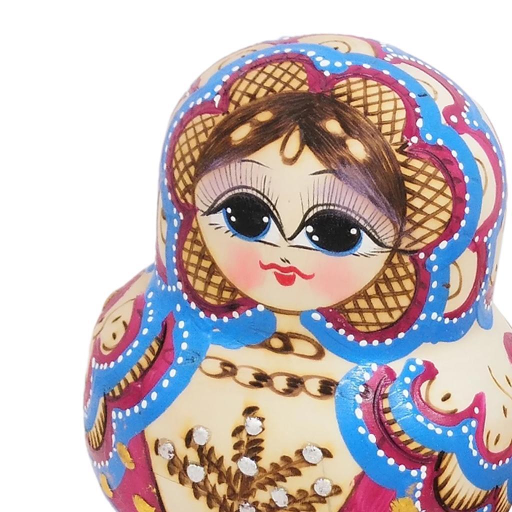 10PCS Hand Painted Little Tree Wooden Russian Nesting Dolls