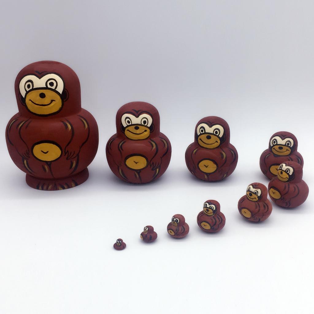 10PCS Painted Monkey Wooden Russian Nesting Dolls Matryoshka Toy