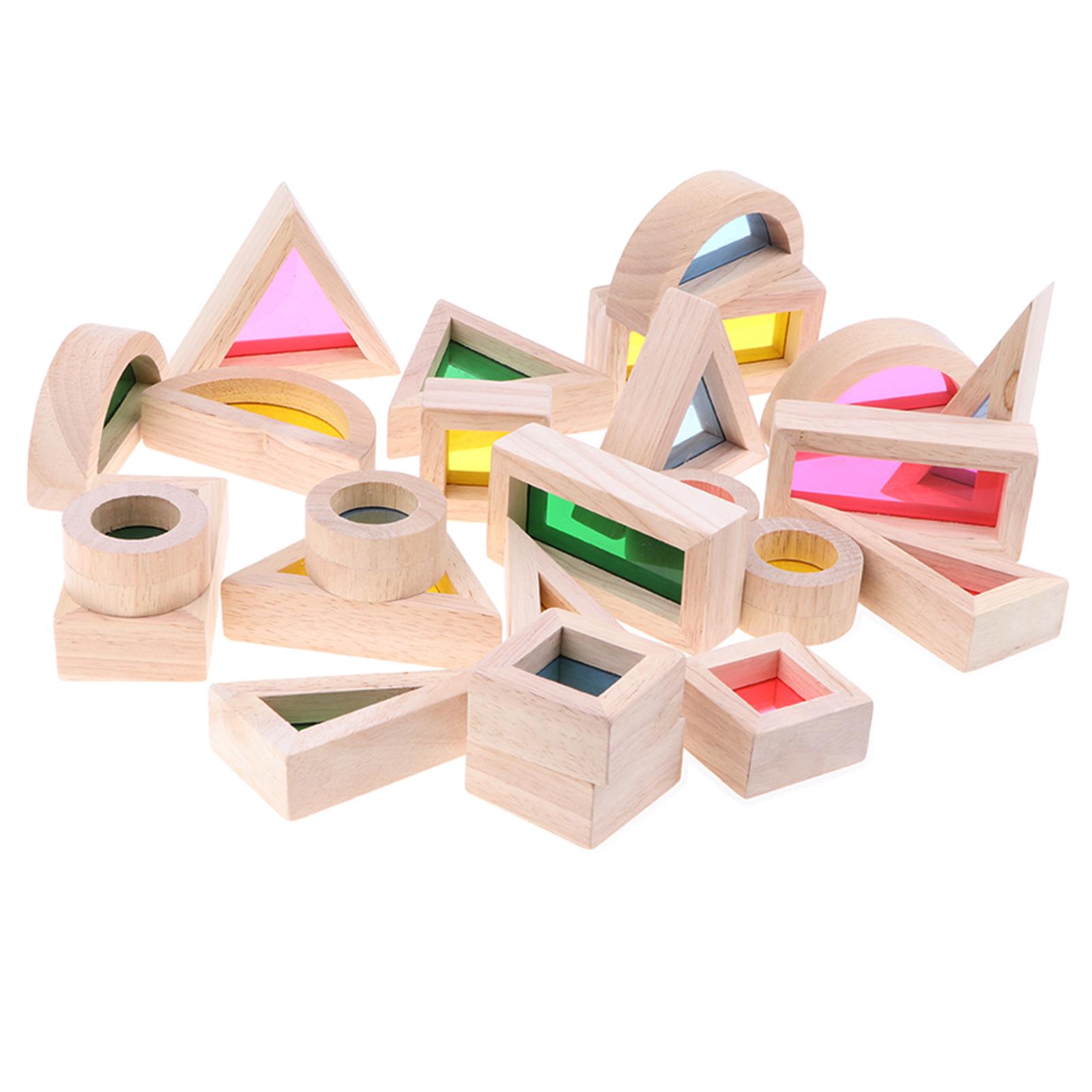 Wooden Rainbow Blocks Stacking Blocks Early Educational Toy for Kids Toddler