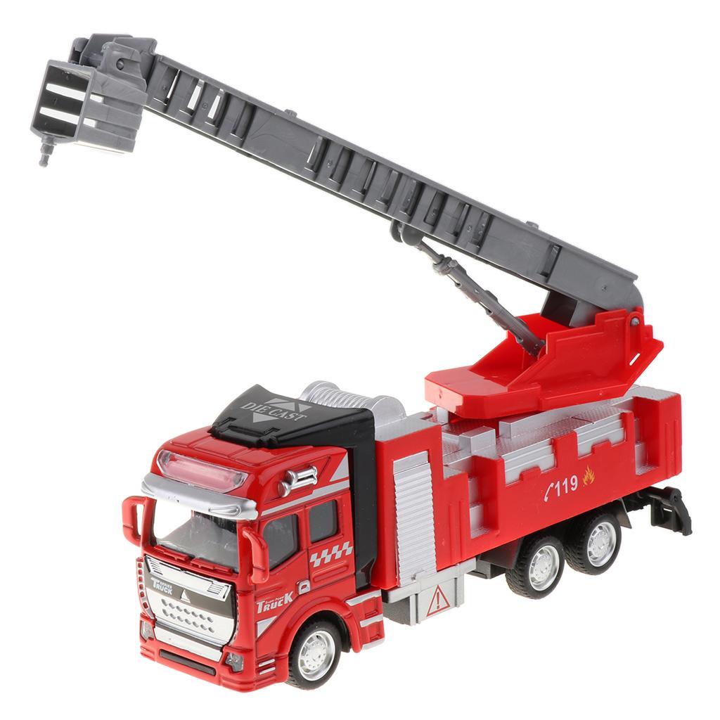 Die-cast Alloy Pull Back Engineering Truck Car Model Toy Fire Engine