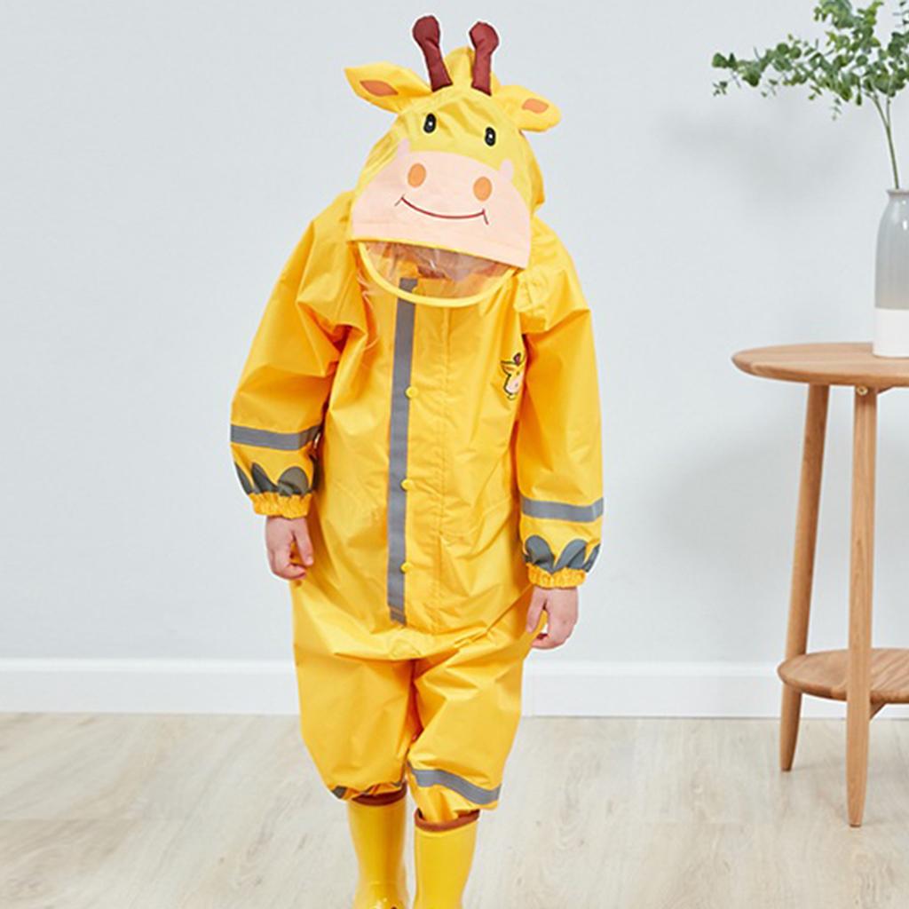 Cute Raincoat Children Cartoon Rain Coat Kids Rainwear Waterproof yellow M