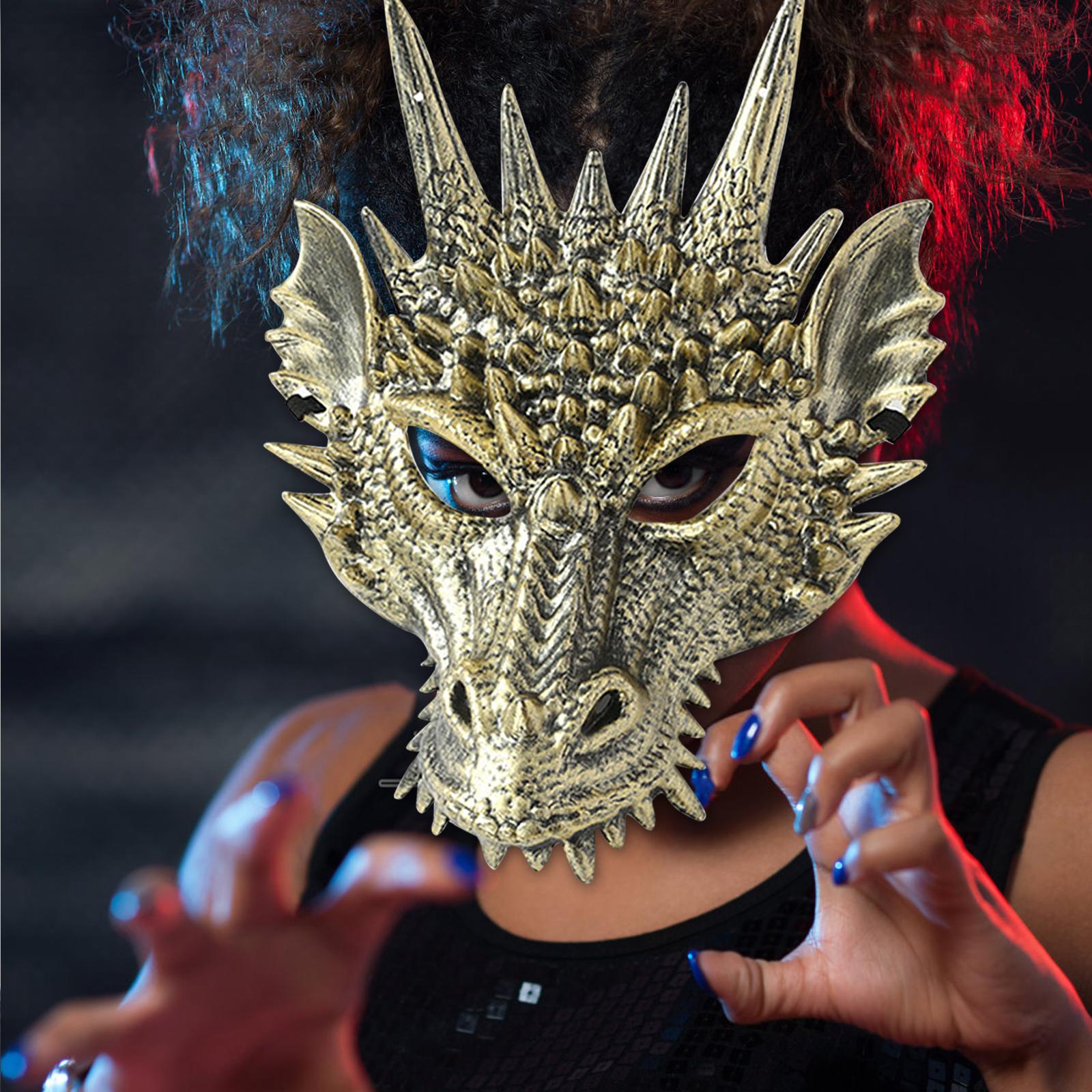 Dragon Cosplay Mask Halloween Masquerade Mask for Carnival Cosplay Halloween Gold