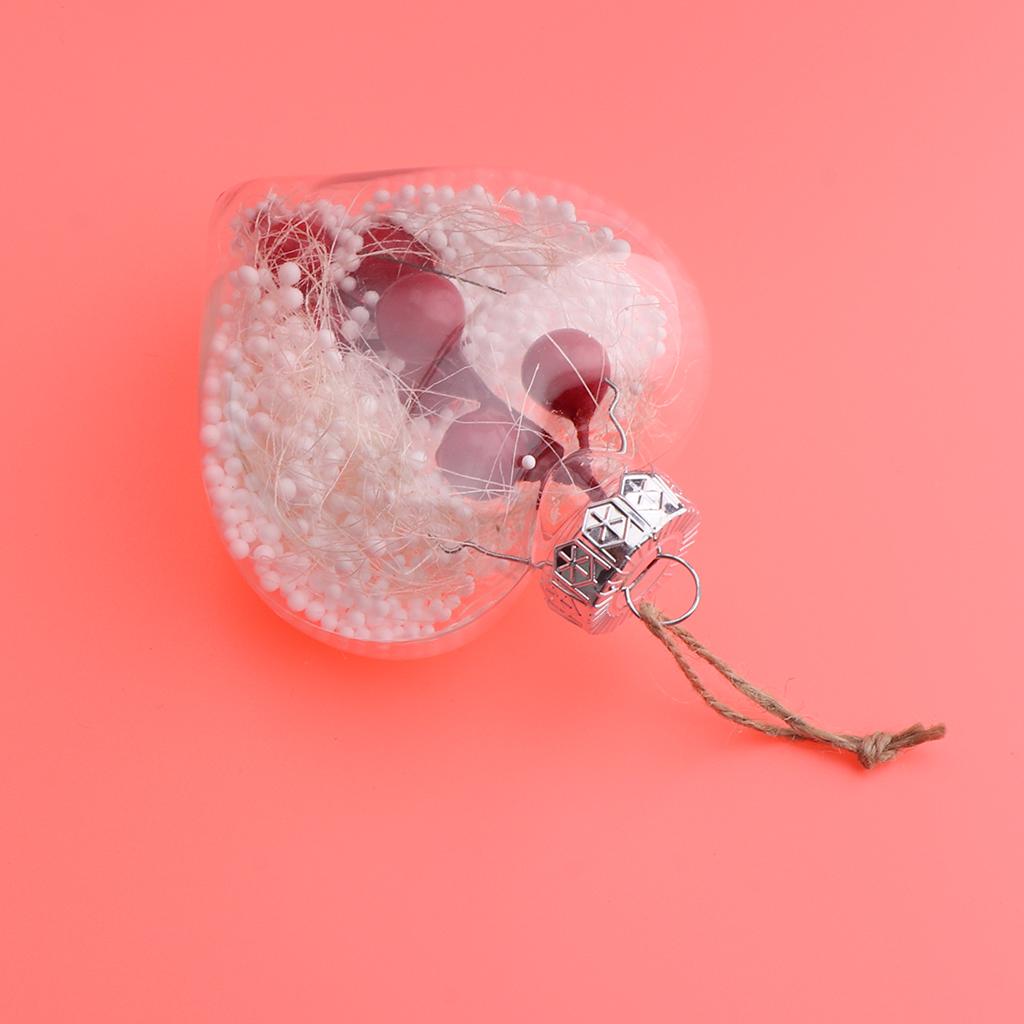 Romantic Heart Clear Christmas Ball Refillable Xmas Bauble Tree Ornament B